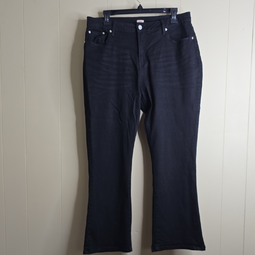 Reba Black Denim Flare Leg Jeans 16